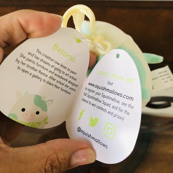 Squishmallows BELANA 3.5" Plush Key Chain Bag Clip - Picture 4 of 5